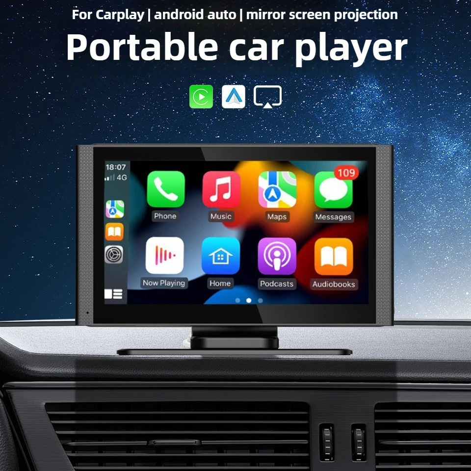 4.3inch Car Portable Screen For Carplay Android Auto Interconnected Central Control Navigation Screen Car Player FM AUX Speaker