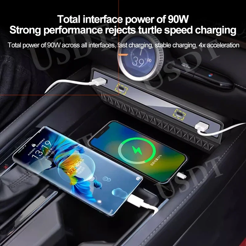 Car USB Type-C Splitter Adapter Fast Charger CD Slot Installation Fit for Honda Accord 2024 2025 2023 Central Interior Accessory