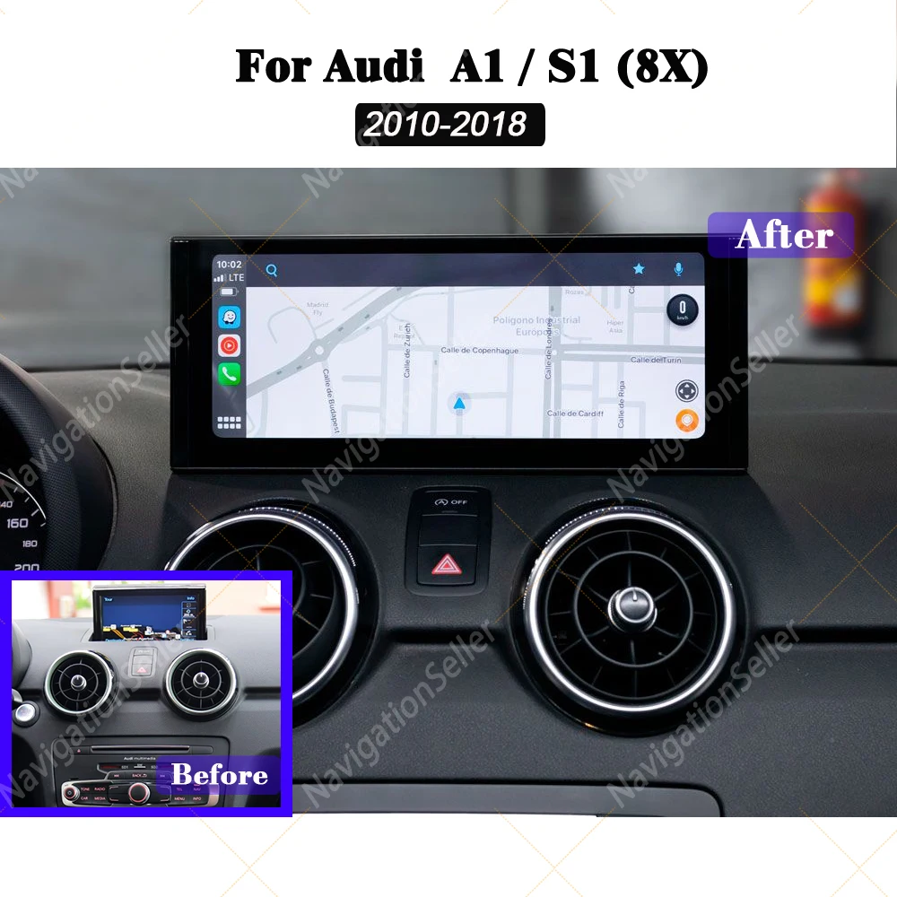 Touch Screen For Audi A1 8X Car Tablet Android Radio Navigation Multimedia Car Stereo Carplay Retrofit Wireless Android Auto Gps