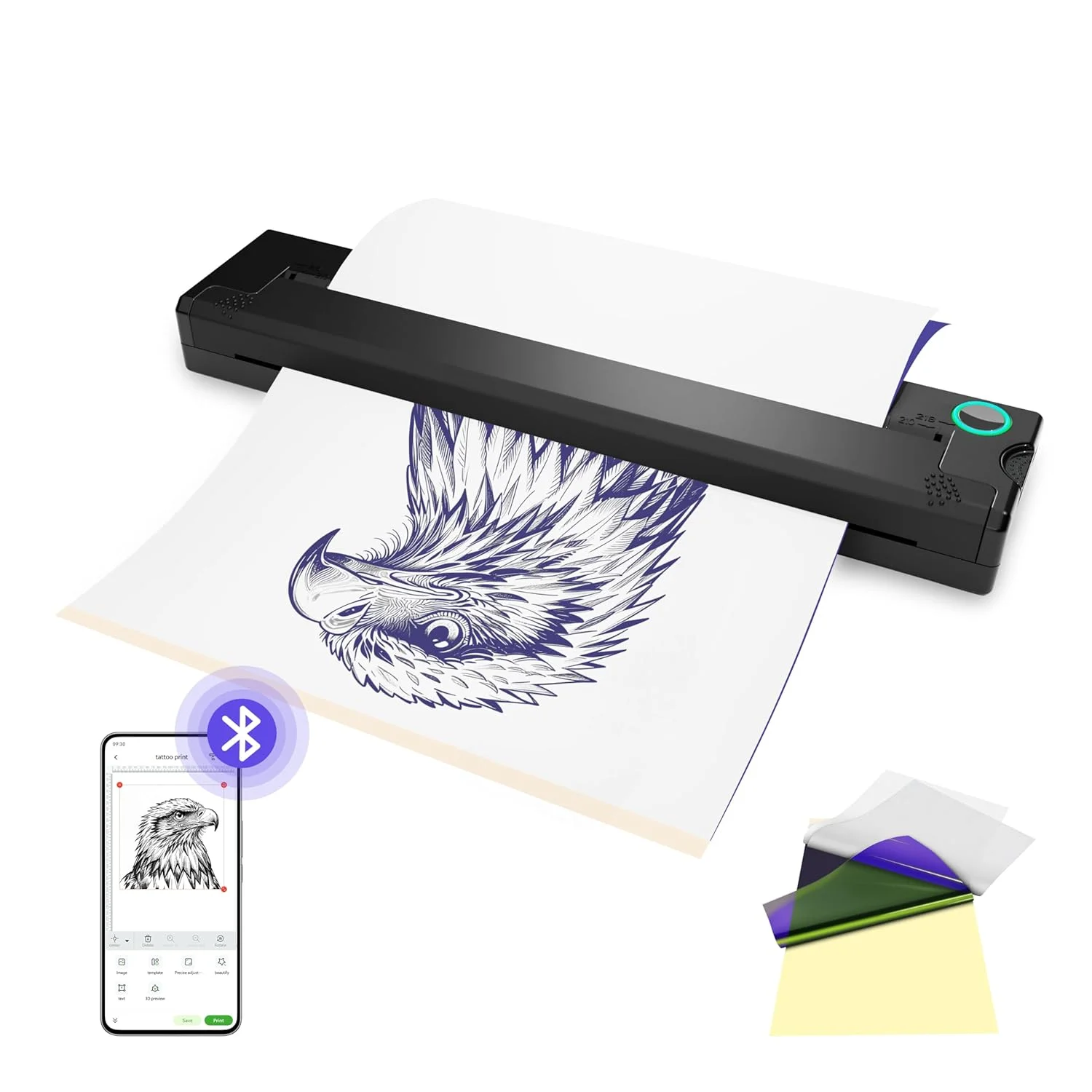 VTR A41 Wireless Tattoo Stencil Thermal Printer Portable For USB Smartphone/PC USB-C Cable