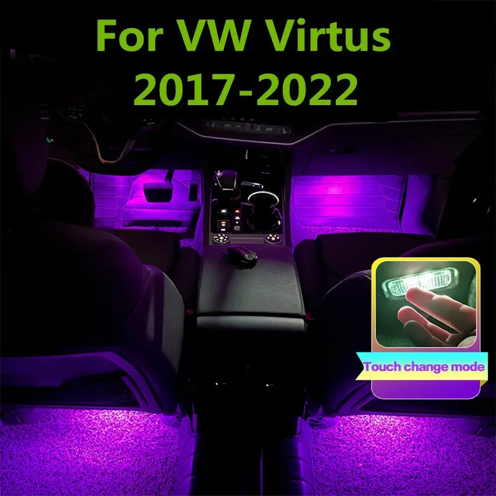 LED Car Interior Footwell Light RGB Atmosphere Lamp Decorative Accessory For Volkswagen VW Virtus 2017 2018 2019 2020 2021 2022