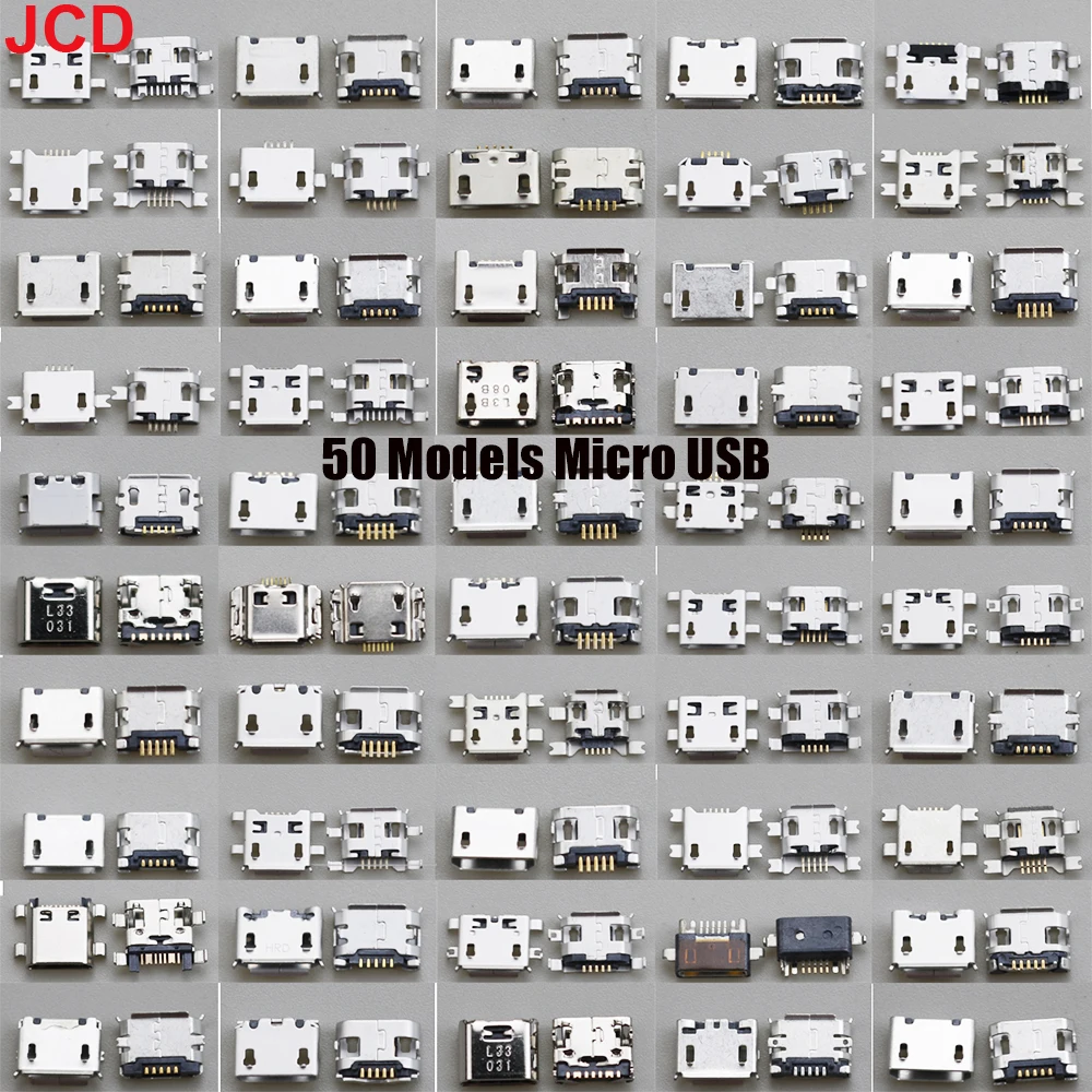 50 Models 5Pin Micro USB Jack Socket Charging Port Connector For Samsung Huawei Lenovo HTC Nokia Tablet PC Etc Mobile Tablet GPS