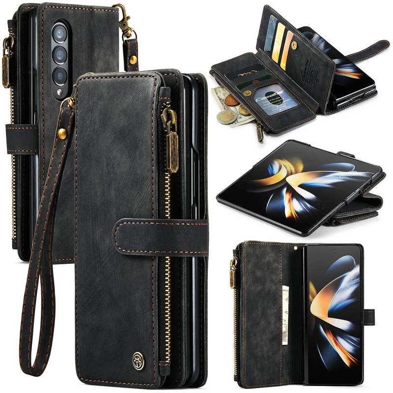 Busniess Zipper Wallet Case For Samsung Z Fold 7 6 5 4 3 phone case For samsung S23 Ultra S22 Plus S21 FE S20 A13 A53 A54 case