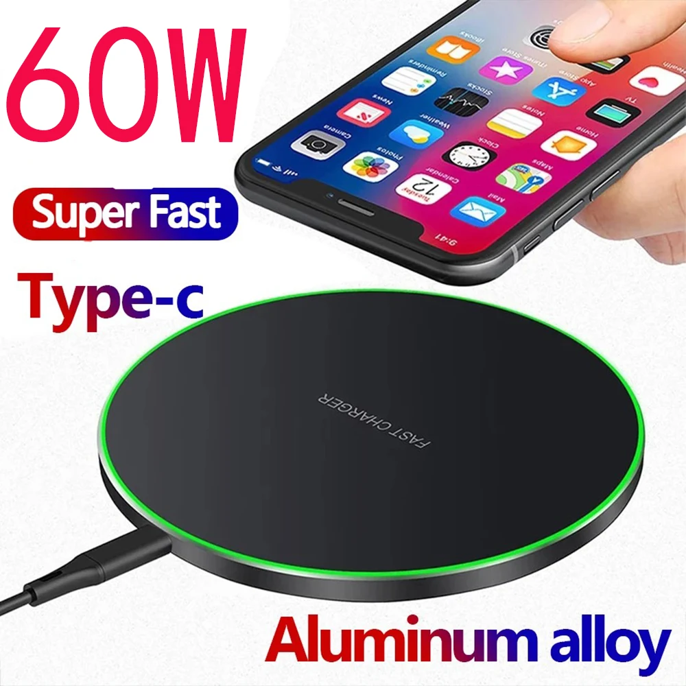 60W Fast  Wireless Charger for Google Pixel 7 Pro Pixel 7 Google Pixel 7 iPhone 12 11 Pro X XS 8 Phone Wireless Charging Pad