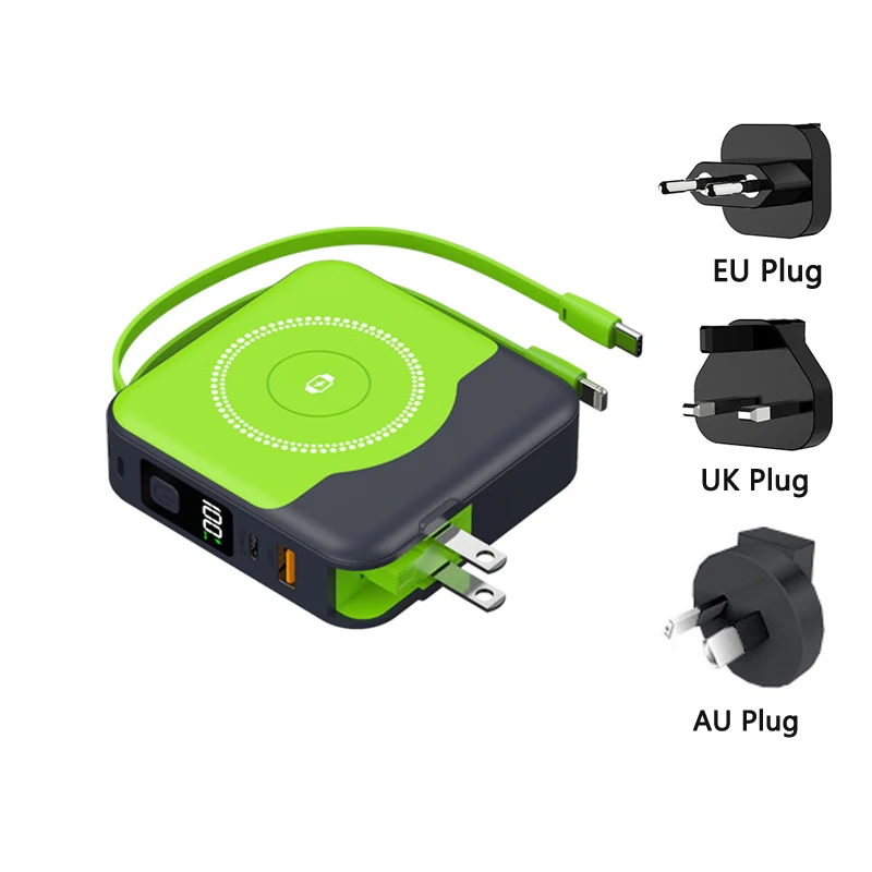10000mAh Magsafe Power Bank with Cable Wall Charger Magnetic Wireless 22.5W Fast Charger for iPhone 16 iWatch Airpods Powerbank