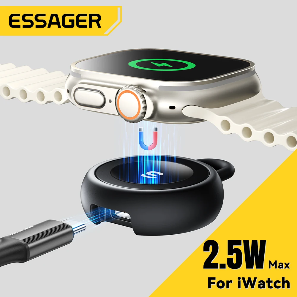Essager Portable Wireless Charger For Apple Watch 9 SE Magnetic USB Type-C Charger For IWatch Series 8 7 Ultra Charging Station