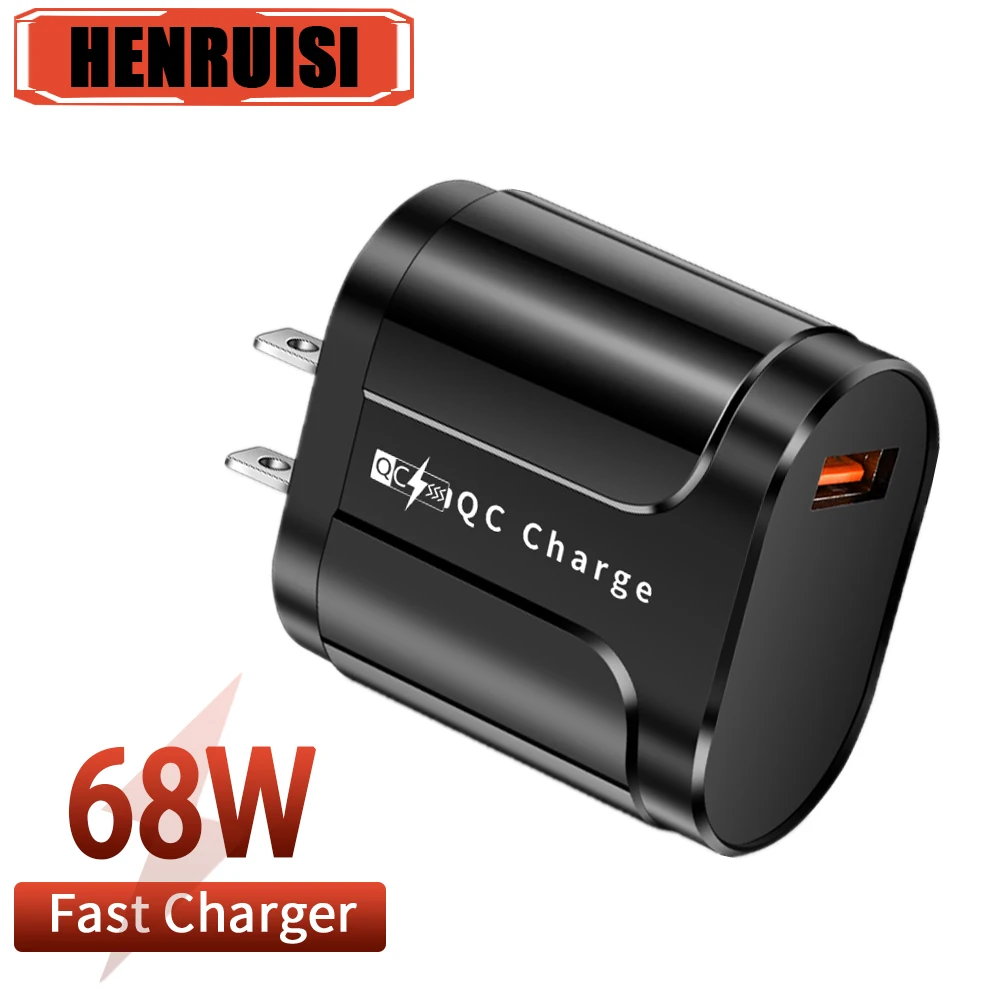 68W USB Charger Quick Charge QC3.0 EU/US Plug  Mobile Phone Charge Adapter QC3.0 For iPhone 14 Pro Huawei P60 Samsung Xiaomi