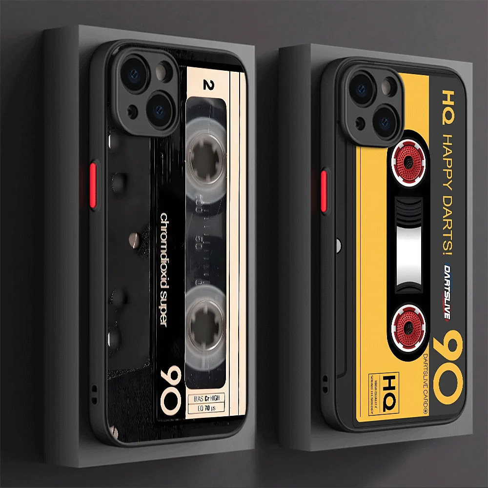 Vintage Radio Tape Pattern Phone Case For iPhone 17 16 15 14 13 12 11 Pro Max Mini SE 7 Plus Shockproof Hard Matte Cover Fundas