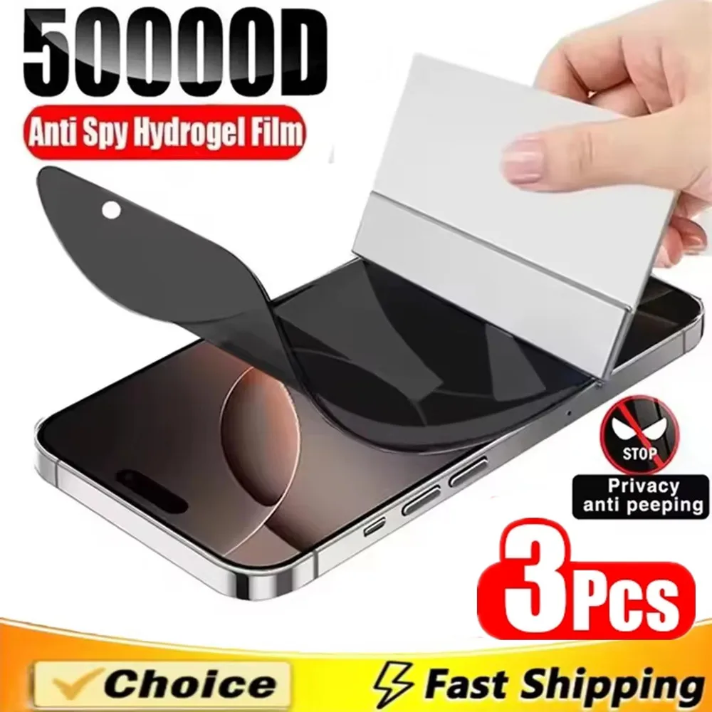 3Pcs Anti-Spy Hydrogel Film for iPhone 16 13 12 11 14 15 Pro Max Mini 7 8 Plus Privacy Screen Protector for iPhone XS MAX X XR