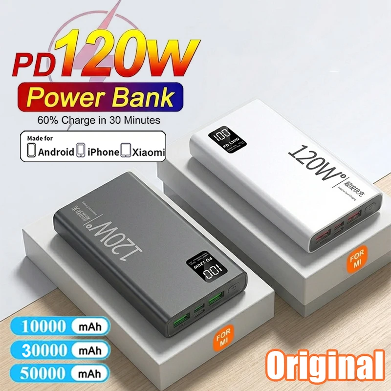 For Xiaomi Original 500000mAh Powerbank External Spare Battery Portable Charger For iPhone Samsung Super Fast Charging PowerBank