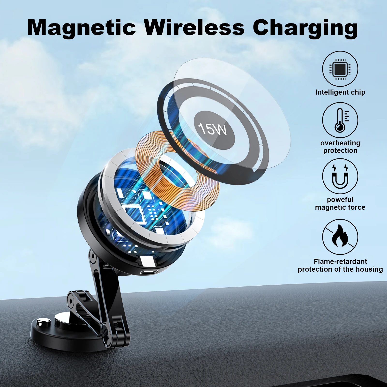 Magnetic Magsafe Car Phone Holder For Vehicles Mobile Support For Car Cell Phone Holder in Car For phone 15 14 Cellphone bracket