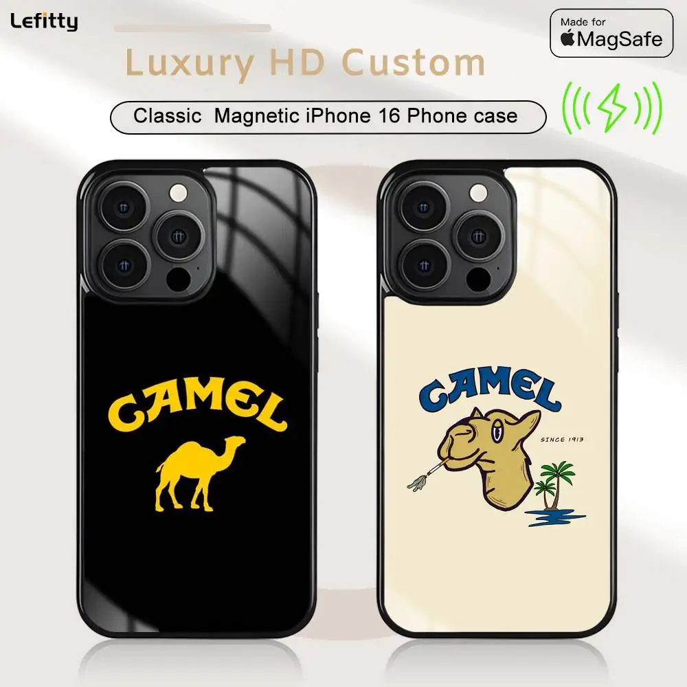 Luxury C-Camel Phone Case MagSafe Magnetic For iPhone 16 15 14 13 12 11 Pro Plus Max Mini Wireless Charger Funda
