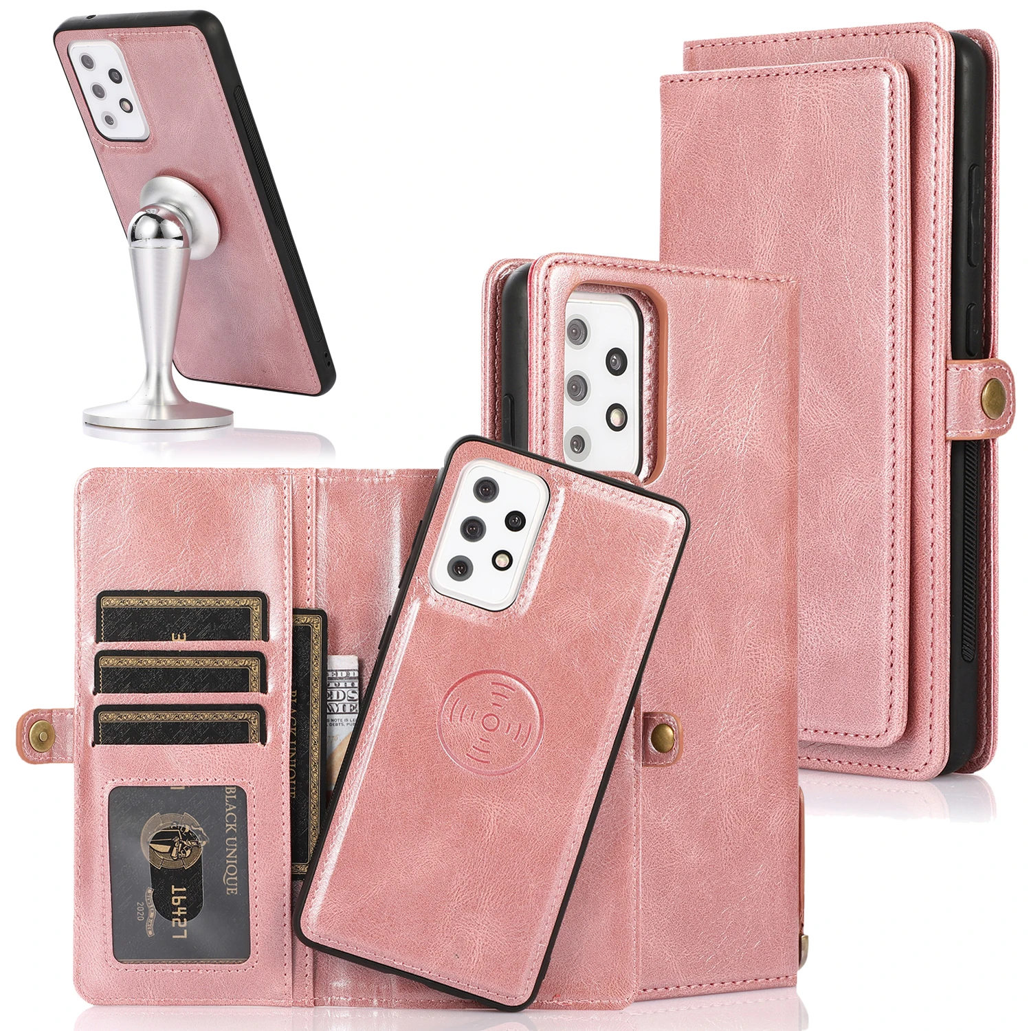 Car Magnet Removable Leather Wallet Flip Case For Samsung Galaxy A32 A52 A73 A13 A33 A53 A73 A71 5G Multi Card Slot Book Cover
