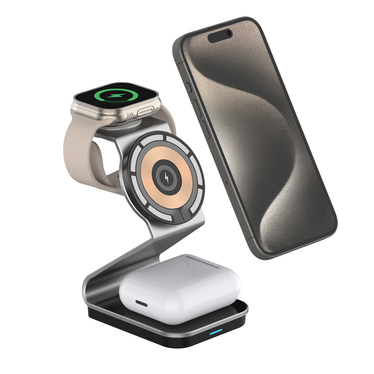 3-in-1 Magnetic Wireless Charger for Magsafe Apple Watch Dual 15W Fast Wireless Charging for Xiaomi 13 Iphone 14 Pro Max