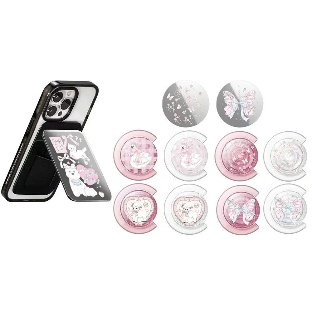 Cartoon Lamb Butterfly Swan Magnetic Grip Card Holder Phone Stand for IPhone Holder Mount Support for Galaxy Phone Accessories