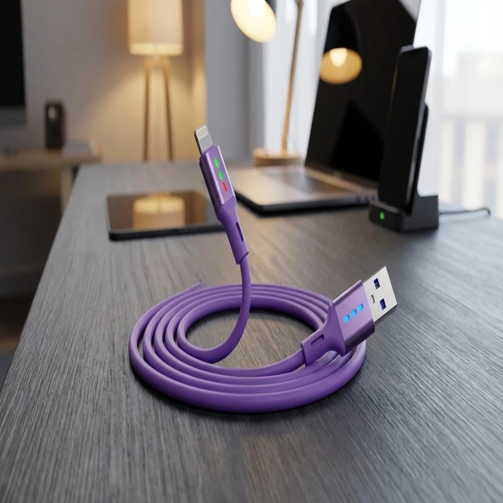 4-in-1 Multifunctional Fast Charging Cable Max 240W USB A/USB C to Type-C Charging Cord with LED Indicator Silicone Shell Compat