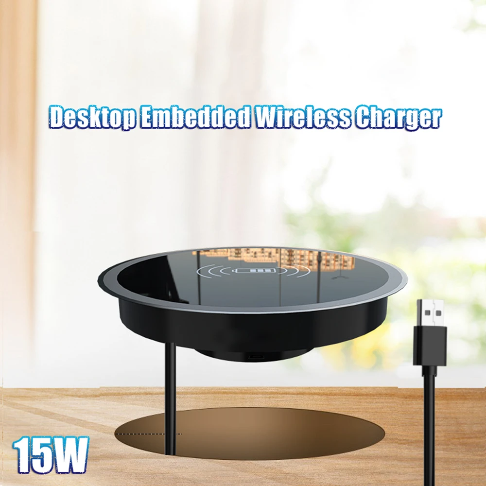 100W Quick Wireless Desktop Embedded Charger For iPhone 16 15 14 13 12 Samsung Huawei Xiaomi Oppo Phone Fast Inductive Charging