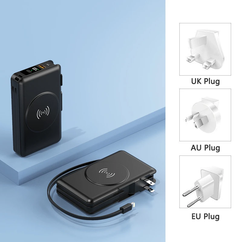 20000mAh Magnetic Wireless Power Bank for Travel Plug Wall Charger Powerbank for iPhone 15 Xiaomi Samsung Huawei Spare Battery