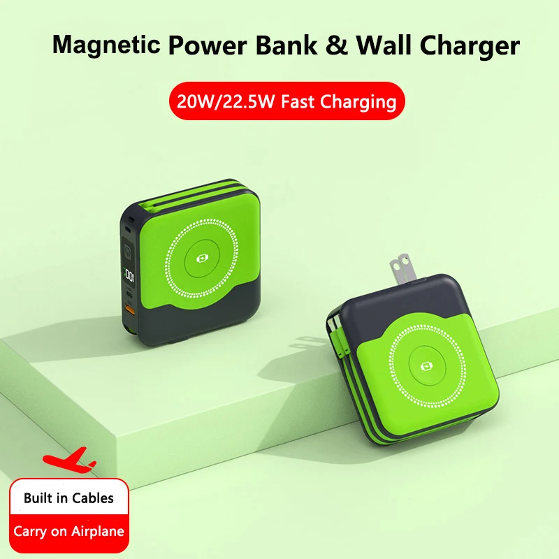 10000 For Magsafe Power Bank Travel Wall Charger Magnetic Wireless 22.5W Fast Charger for iPhone 17 16 iWatch Airpods Powerbank