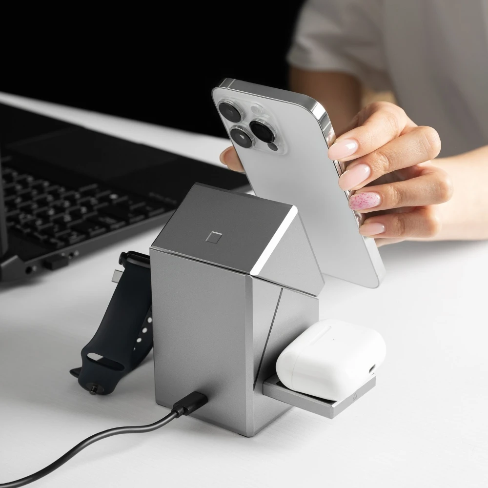 Qi2 3-in-1 Wireless Charger with Auto-Rotating Magic Cube Dock for IPhone 16/15/14 Pro Max, AirPods, and IWatch Fast Charging