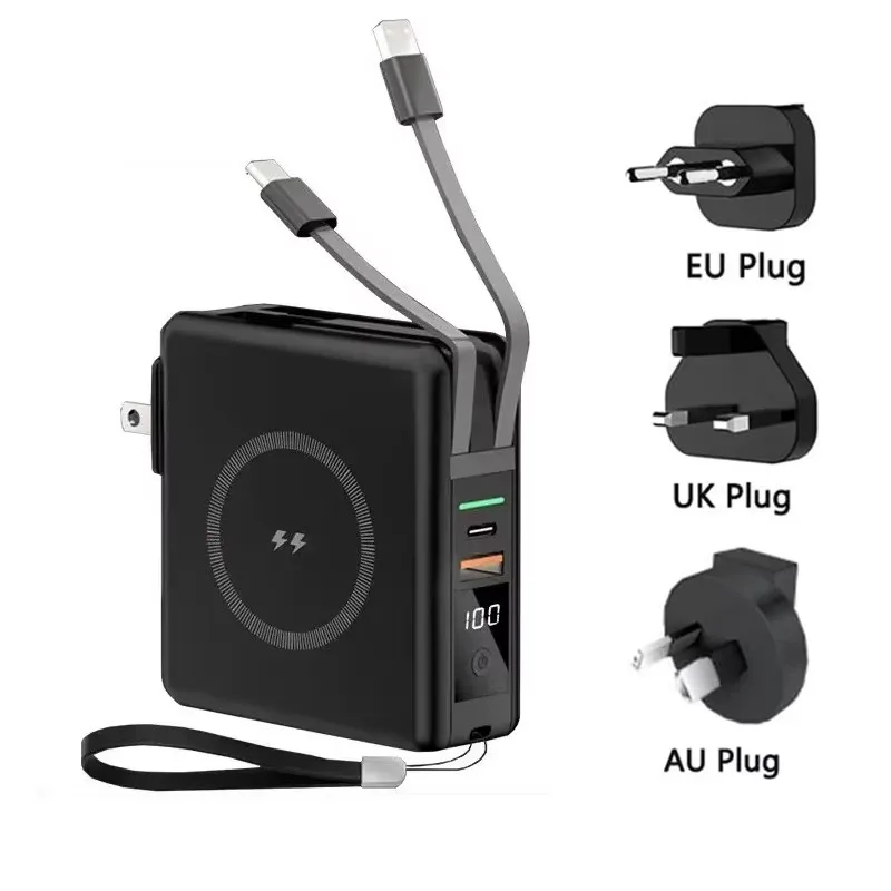 For Magsafe Power Bank Travel Wall Charger Magnetic Wireless 22.5W Fast Charger For iPhone 17 16 15 Samsung S25 Xiaomi Powerbank