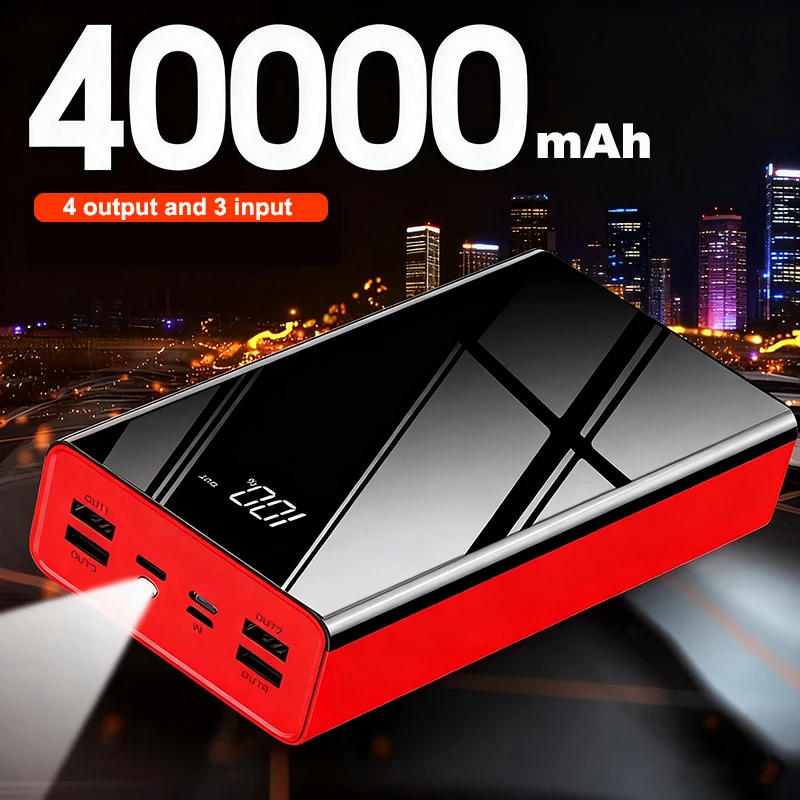 Power Bank 40000mAh 4 USB Fast Charging Portable Charger Powerbank 40000 for iPhone Samsung Huawei Xiaomi External Spare Battery