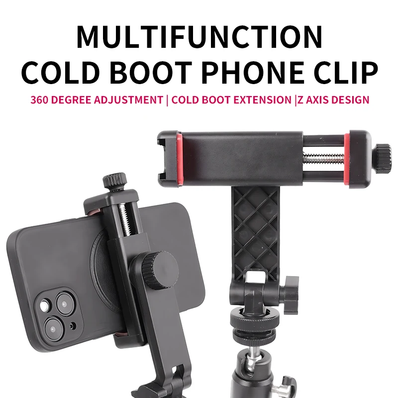 360 Degree Rotation Phone Holder Phone Tripod Mount Holder Mobile Smartphone Support with Cold Shoe for Iphone Samsung