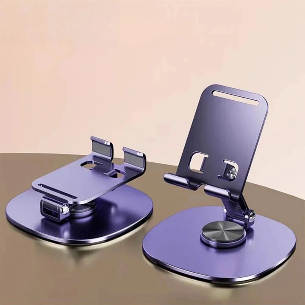 360° Adjustable Desktop Phone Holder, Foldable Aluminum Alloy Stand, Stable Desk Mount for All Smartphones & Tablets