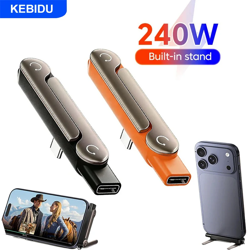 KEBIDU 240W Type C Desktop Holder Charging Adapter USB C to USB C Fast Charging Foldable Bracket Connector For Phone
