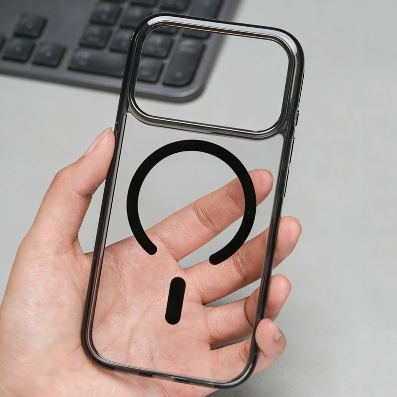 Magnetic Wireless Charger For Magsafe Transparent Case for iPhone 17Pro 16 16Pro 17Pro max AI Touch Camera Button Hard Cover