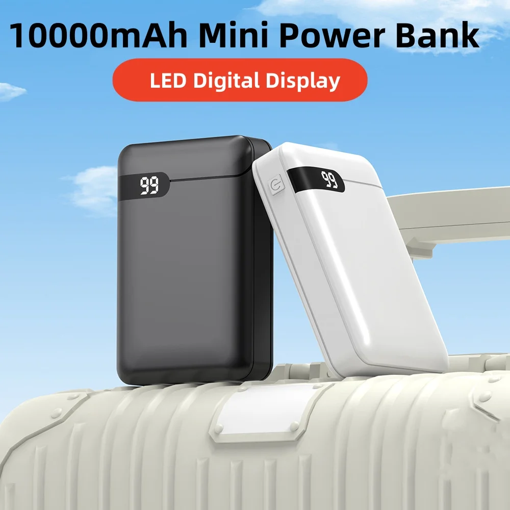 10000mAh Mini Power Bank Dual USB Mobile Phone Charger for iPhone 16 Samsung Xiaomi Huawei Powerbank External Battery Poverbank
