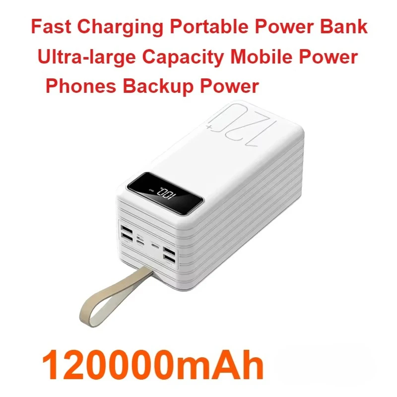 For Xiaomi Huawei 120000mAh Fast Charging Portable Power Bank Ultra-large Capacity Mobile Power Phones Backup Power