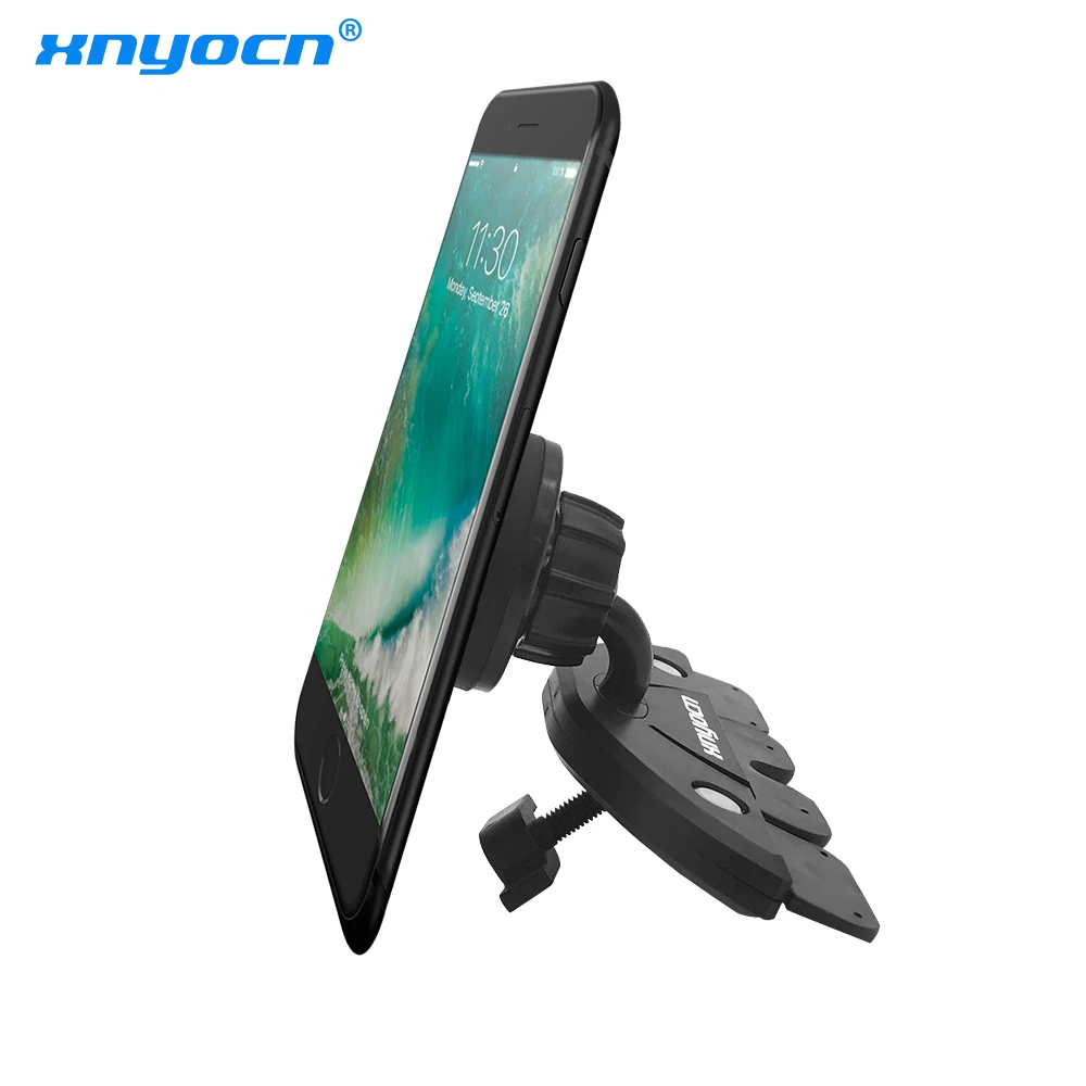 Universal Adjustable CD Player Slot Smartphone Mobile Phone Car Mount Holder 360 Rotating Magnet Stand Bracket for Huawei P8 P9
