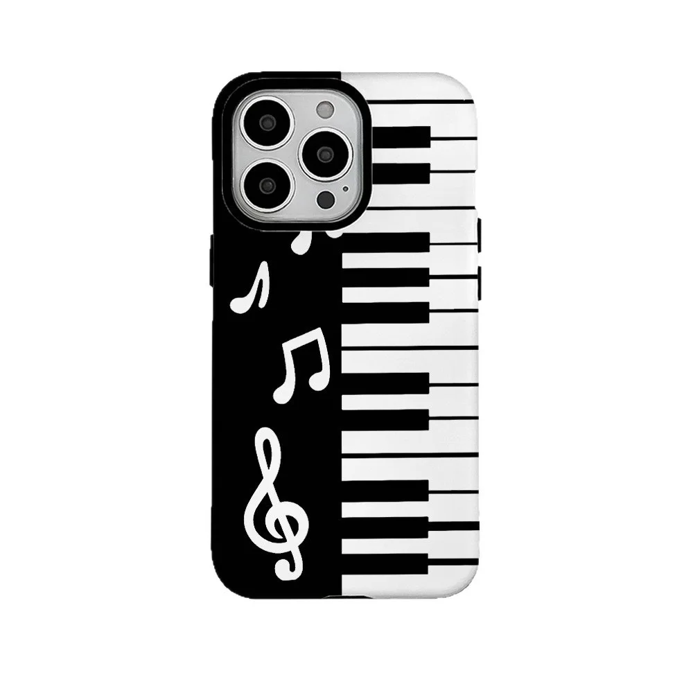 Black and White Keyboard Art Design Case for IPHONE 16E 15 14 ProMax 13 12 MINI 11 Acrylic TPU Two in One Magnetic Phone Cases