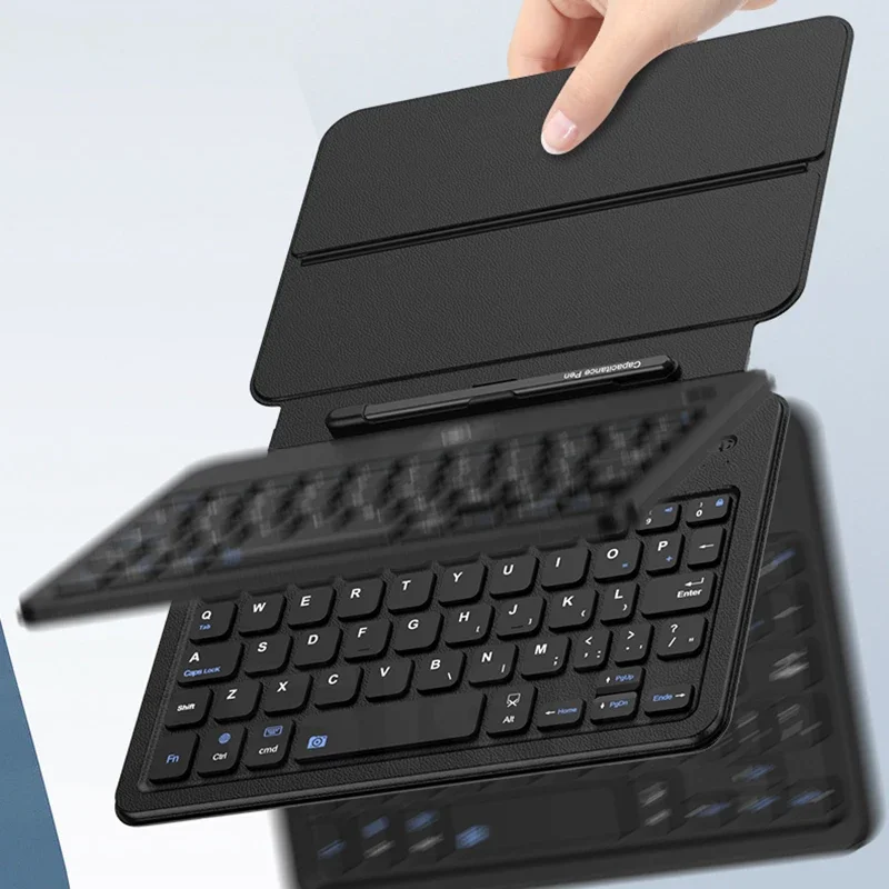 New Leather Fold Stand Keyboard Case For Samsung Gaalxy Z Fold 2/3/4/5/6 Bluetooth Wireless Keyboard Touch Pen Mouse Hard Cover
