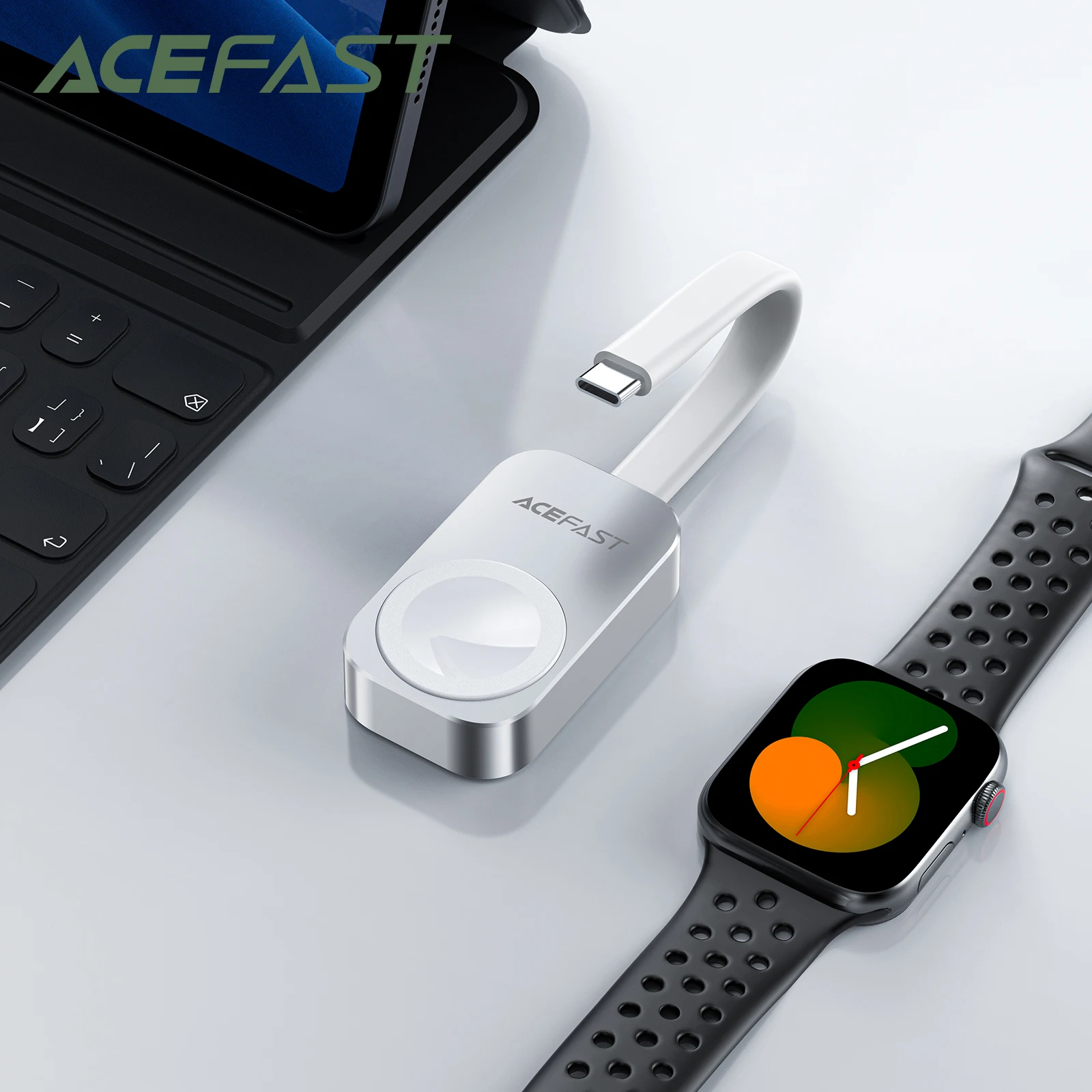 ACEFAST 5W Magnetic Wireless Charger For iWatch 9 8 7 6 5 4 3 2 SE Portable Qi USB C Cable Fast Charger For iWatch Ultra Series