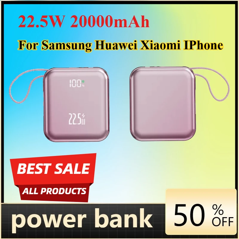 22.5W 20000mAh Power Bank for Samsung Huawei Xiaomi IPhone Digital Display Thin Light and Mini Powerbank China CCC certification