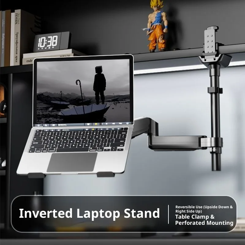Adjustable Laptop Monitor Stand Arm Dual Screen Mount Ergonomic Height Extender Foldable Desk Clamp Holder PC MacBook Office