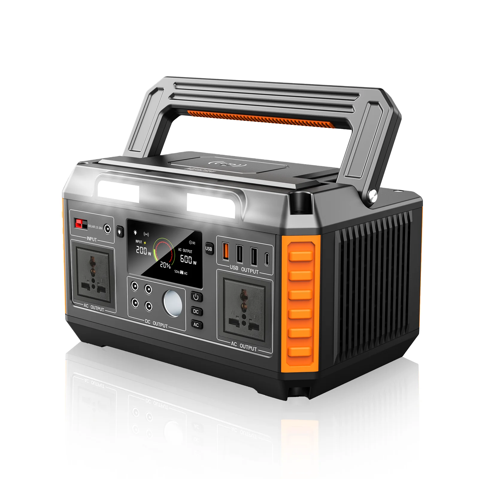 MFAOSHI 600W  520Wh Portable Power Station,  with Flashlight and 10-Port Outlet for CPAP Home Outdoor Trip Emergency Backup