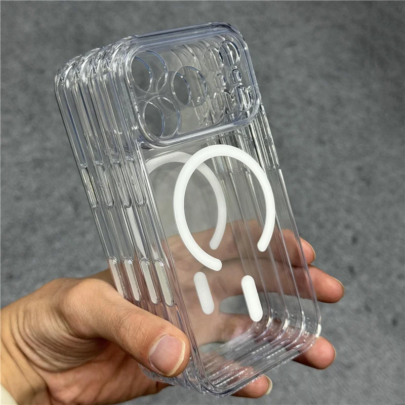 Magnetic Wireless Charger For Magsafe Transparent Case for iPhone 17Pro 17 17Pro Max Touch Camera Button Lens Protection Cover