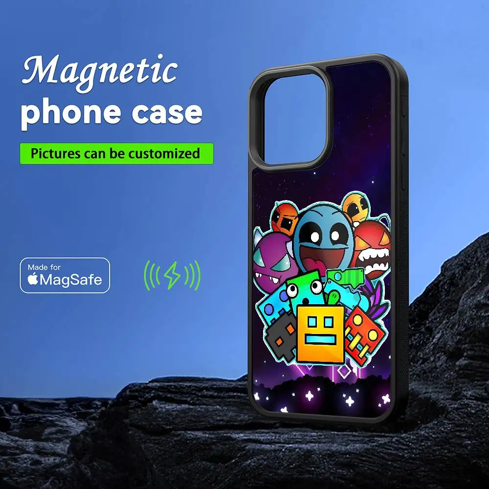 Video Game G-Geometry Dash Phone Case MagSafe Magnetic For IPhone 16 15 14 13 12 11 Pro Plus Max Mini Wireless Charger Funda