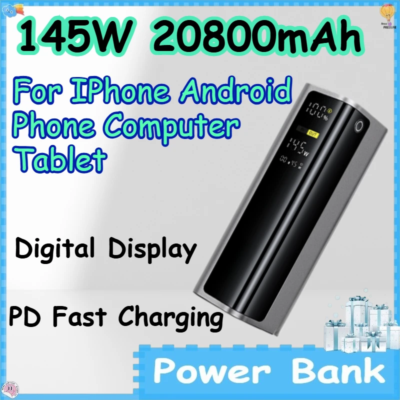 145W 20800mAh PD Fast Charging Power Bank for IPhone Android Phone Computer Tablet Digital Display PowerBank