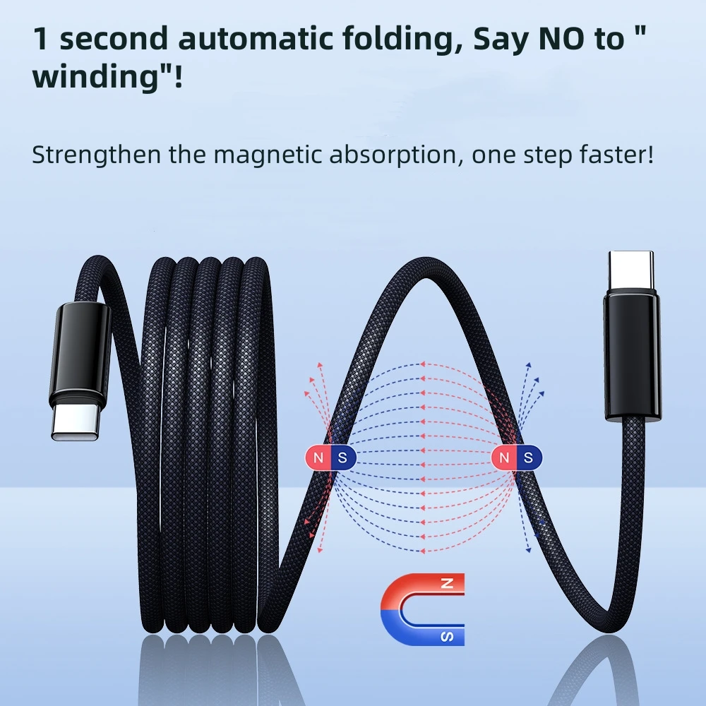 USB C Magnetic Organize cable 240W for Samsung S23  PD3.1 Supercharge for Laptop PS5 5A Fast Charger Type C Cable 5A