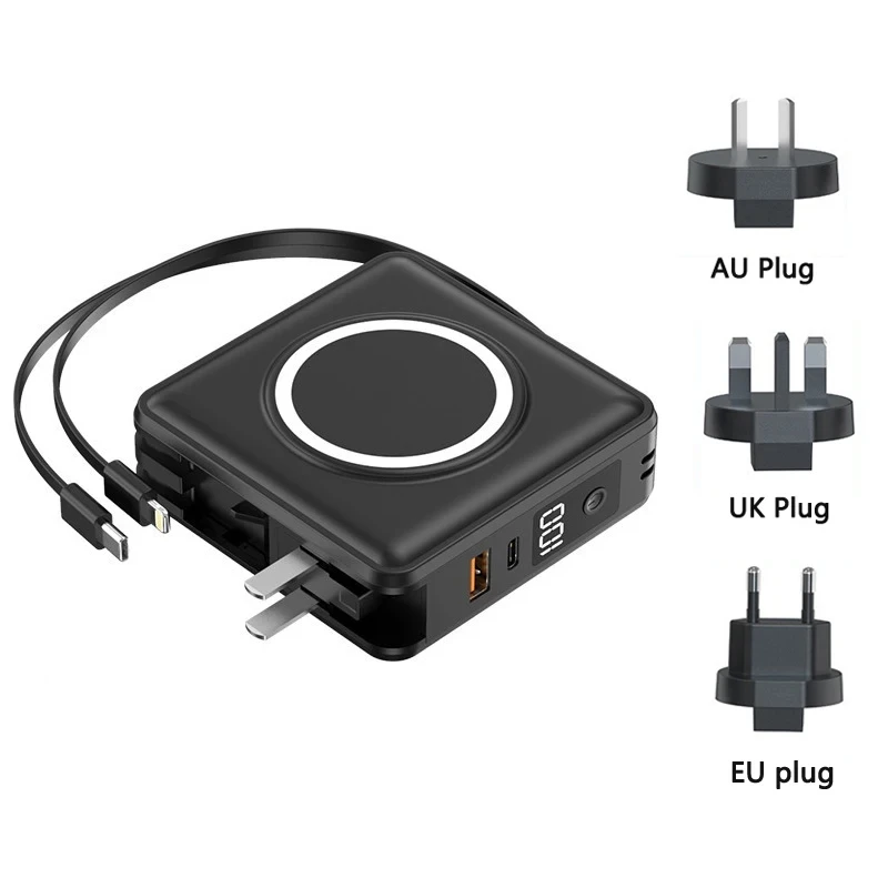 Magsafe Power Bank Wall Charger 15000mAh Magnetic Wireless Charger Powerbank for iPhone Xiaomi Huawei Travel Charger with Holder