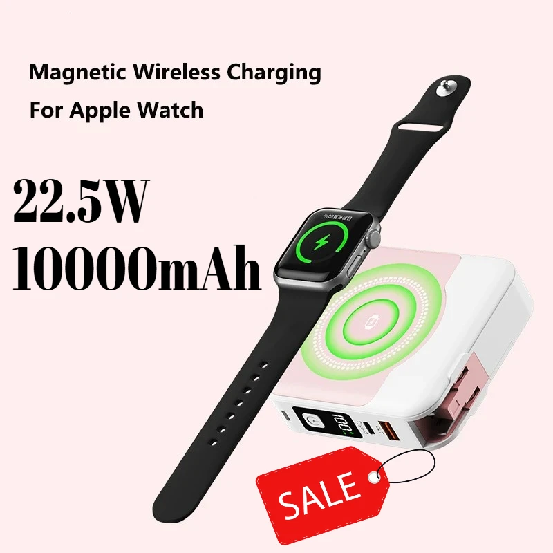 Power Bank Travel Wall Charger Magnetic Wireless 22.5W 10000mAh Fast Charger for iPhone 15 14 iWatch Airpods Powerbank
