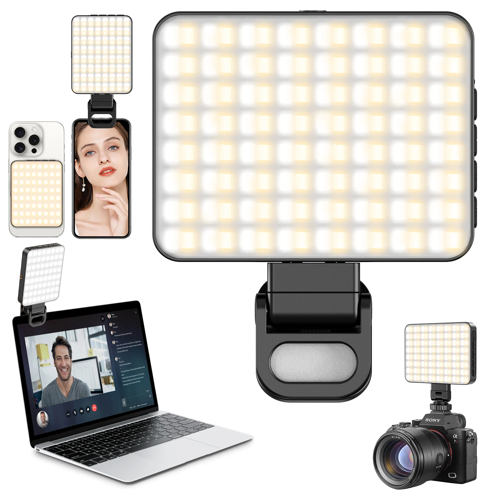 Magnetic Selfie Light 128 LED Light with 3 Modes & 10 Brightness USB-C Rechargeable for TikTok/Live Streaming/Makeup/Vlogging