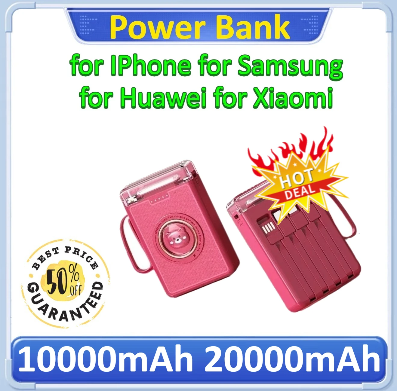 Mini Power Bank Cute Pet Cartoon Portable Charger Powerbank For IPhone For Samsung For Huawei For Xiaomi 10000mAh 20000mAh