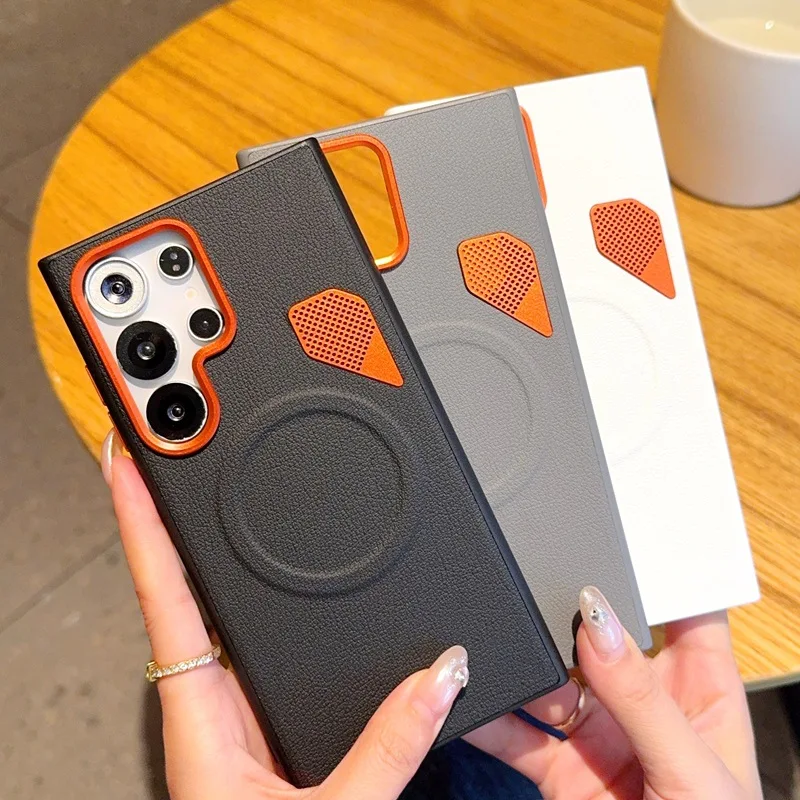 Solid Color Magnetic Phone Case for Samsung Galaxy S24 Plus S25 Ultra S25 Edge with Support Wireless Charging