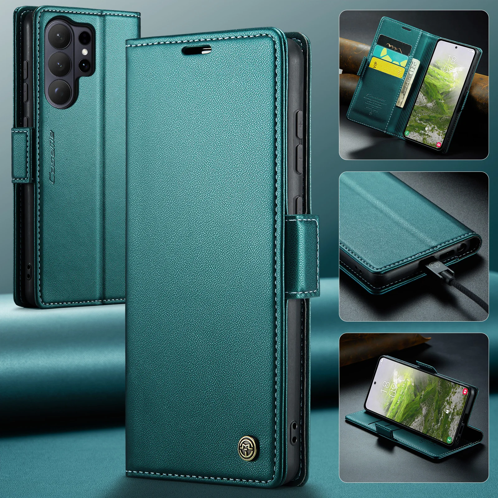 CaseMe-023 Flip Case For Samsung Galaxy S26, S26Plus, S26Ultra, Wallet PU Leather Case Stand Cover Card Pocket,Wireless Charging