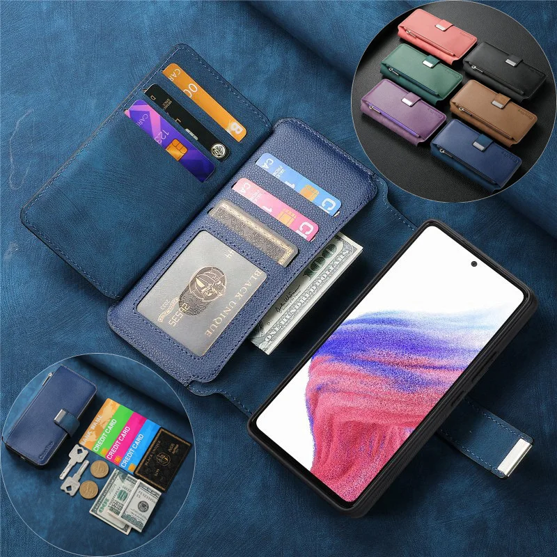 Removable Flip Wallet Phone Case For Samsung Galaxy M53 M62 M34 M33 M32 M14 M13 F62 F34 A82 A73 A72 A71 A70 A50 A30 A52 A54 A55